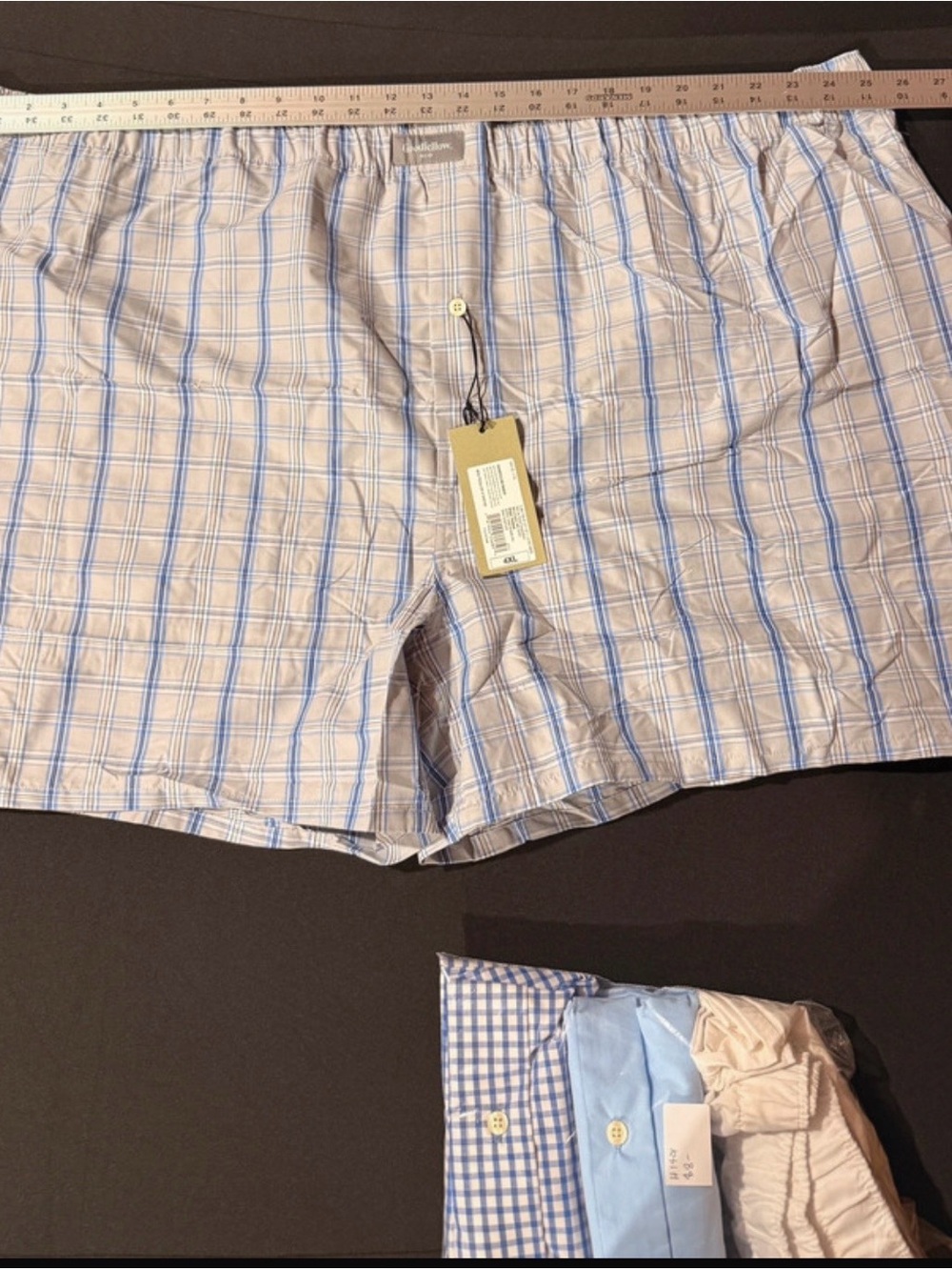 Goodfellow & Co Blue and Cream Plaid Cotton Boxers 4xl Men’s